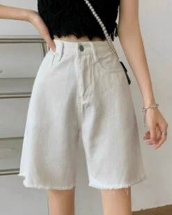 White Mid-Length Denim Shorts | Ryujin - ITZY