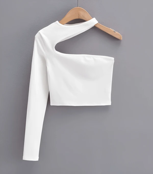 White One-Shoulder Asymmetrical Crop Top | Yeji - ITZY 6 White One-Shoulder Asymmetrical Crop Top | Yeji - ITZY - Image 4