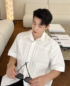 White Pearl-Collared Shirt | Bobby - IKON -Amped Apparel White Pearl Collared Shirt Bobby iKON 2 600x737 1