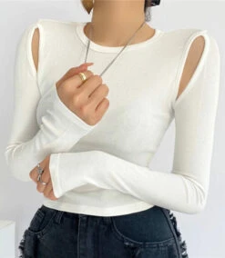 White Shoulder Cut Out Top | Irene - Red Velvet -Amped Apparel White Shoulder Cut Out Top Irene Red Velvet 4 e1666334850212 600x690 1