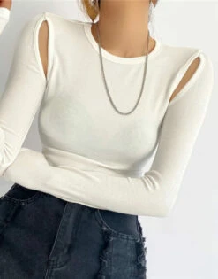 White Shoulder Cut Out Top | Irene - Red Velvet -Amped Apparel White Shoulder Cut Out Top Irene Red Velvet 5 e1666334827326 600x765 1