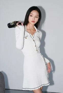 White Slanted Buttons Polo Dress | Joy - Red Velvet -Amped Apparel White Slanted Buttons Polo Dress Joy Red Velvet 4 600x879 1