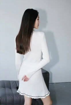 White Slanted Buttons Polo Dress | Joy - Red Velvet -Amped Apparel White Slanted Buttons Polo Dress Joy Red Velvet 5 600x886 1