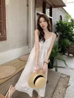 White Soft V-Neck Midi Dress | Yiren - Everglow -Amped Apparel White Soft V Neck Midi Dress Yiren Everglow 2 600x799 1