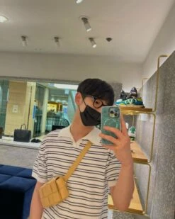 White Striped Polo Shirt | Key - SHINee -Amped Apparel White Striped Polo Shirt Key SHINee Idol 2 600x750 1