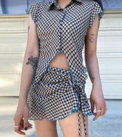 Black Irregular Plaid Top | Winter - Aespa