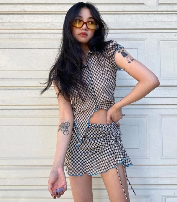 Black Irregular Plaid Top | Winter - Aespa 6 Black Irregular Plaid Top | Winter - Aespa - Image 4