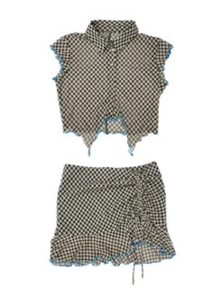 Black Irregular Plaid Top | Winter - Aespa 18 Black Irregular Plaid Top | Winter - Aespa -Amped Apparel Winter Aespa Irregular Plaid Blouse 8 600x800 1