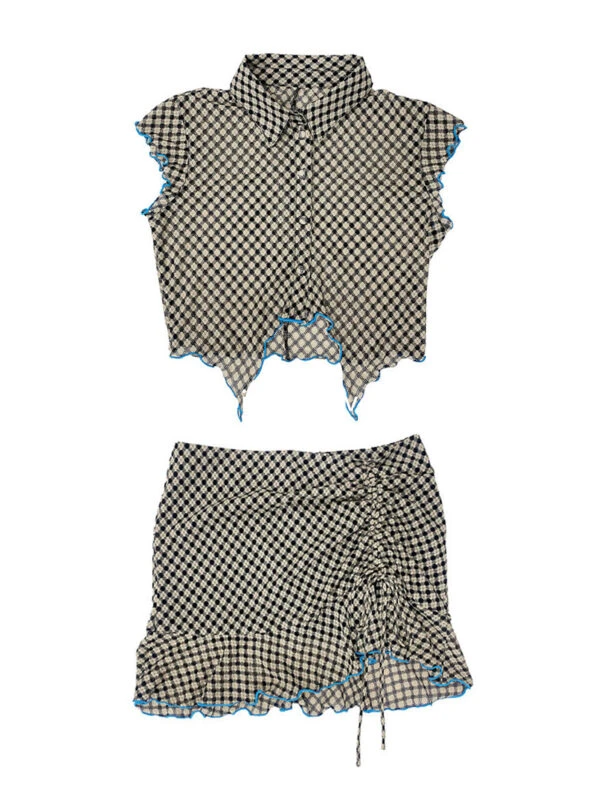 Black Irregular Plaid Top | Winter - Aespa 8 Black Irregular Plaid Top | Winter - Aespa - Image 6