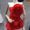Red Flower Embellished Ruffled Dress | Winter - Aespa -Amped Apparel Winter Aespa Red Flower Embellished Ruffled Dress 3