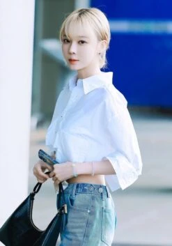 White Raw Hem Pocket Shirt | Winter - Aespa -Amped Apparel Winter Aespa White Raw Hem Pocket Shirt 3 600x858 1