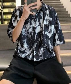 Black Paint Splattered Shirt | Winwin - NCT -Amped Apparel Winwin NCT Black Paint Splattered Shirt 10 600x706 1