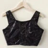 Black Shiny Crop Top | Wonyoung - IVE -Amped Apparel Wonyoung Black Shiny Crop Top and Shorts 10 e1681287213645 600x719 1
