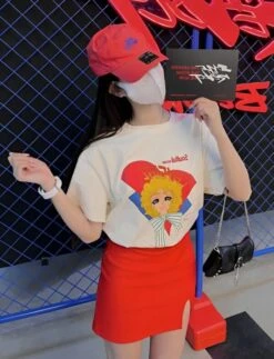 Red Side Slit Mini Skirt | Wonyoung - IVE -Amped Apparel Wonyoung IVE Red Side Slit Mini Skirt 3 600x785 1