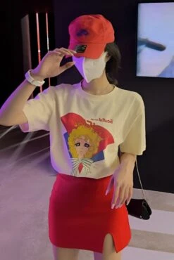 Red Side Slit Mini Skirt | Wonyoung - IVE -Amped Apparel Wonyoung IVE Red Side Slit Mini Skirt 4 600x898 1