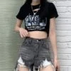 Grey Ripped Denim Shorts | Yeji - ITZY -Amped Apparel Yeji ITZY Grey Ripped Denim Shorts 7
