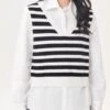 White Fake Two-Piece Striped Vest And Shirt | Yeji - ITZY -Amped Apparel Yeji ITZY White Fake Two Piece Striped Vest And Shirt 4 600x765 1