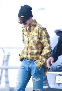 Yellow Plaid Shirt | Jimin - BTS 15 Yellow Plaid Shirt | Jimin - BTS -Amped Apparel Yellow Plaid Shirt Jimin BTS 10 e1643724882549