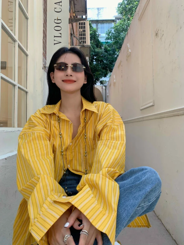 Yellow Striped Oversized Shirt | Sunghoon - Enhypen 5 Yellow Striped Oversized Shirt | Sunghoon - Enhypen - Image 3