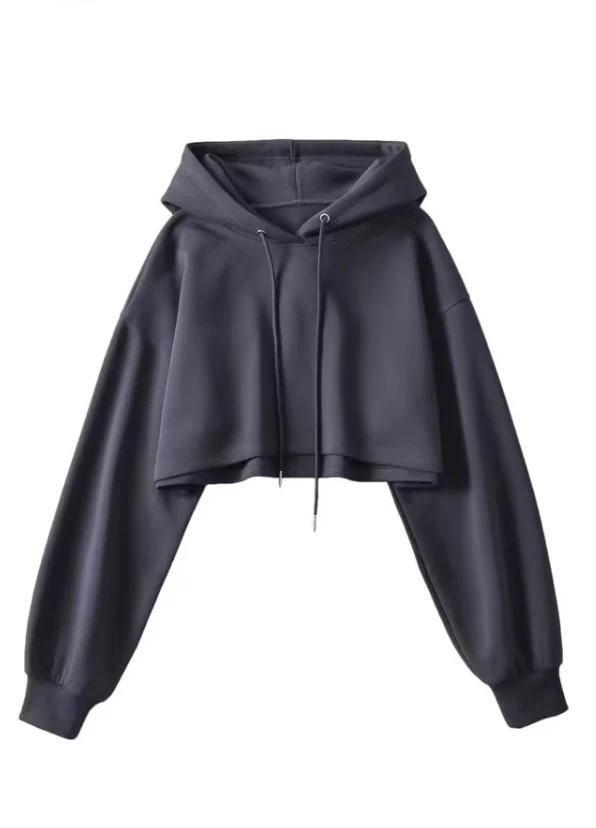 Grey Cropped Drawstring Hoodie | Yeonjun - TXT 3 Grey Cropped Drawstring Hoodie | Yeonjun - TXT