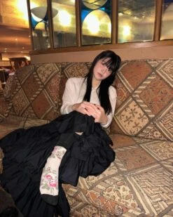 Black Flowy Long Skirt | Yeri - Red Velvet 17 Black Flowy Long Skirt | Yeri - Red Velvet -Amped Apparel Yeri Red Velvet Black Flowy Long Skirt 1 600x750 1