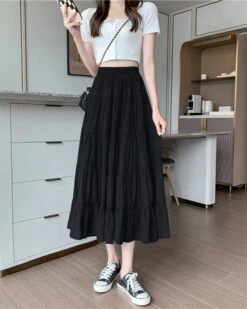 Black Flowy Long Skirt | Yeri - Red Velvet 12 Black Flowy Long Skirt | Yeri - Red Velvet -Amped Apparel Yeri Red Velvet Black Flowy Long Skirt 2