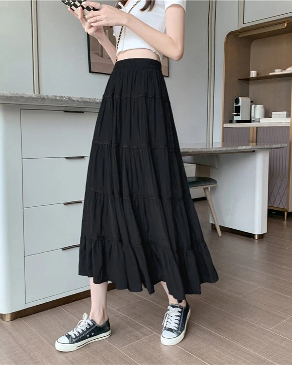 Black Flowy Long Skirt | Yeri - Red Velvet 7 Black Flowy Long Skirt | Yeri - Red Velvet - Image 5