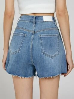 Blue Front Hem Denim Short | Yujin - IVE -Amped Apparel Yujin IVE Blue Front Hem Denim Short 1 600x800 1