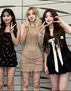 Beige Halter Neck Floral Print Dress | Yuqi - (G)I-DLE -Amped Apparel Yuqi GI DLE Beige Halter Neck Floral Print Dress 1