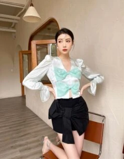 Black Bow Skort | Yuqi - (G)I-DLE -Amped Apparel Yuqi GI DLE Black Bow Skort 16 600x766 1