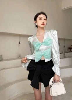 Black Bow Skort | Yuqi - (G)I-DLE -Amped Apparel Yuqi GI DLE Black Bow Skort 20 600x831 1