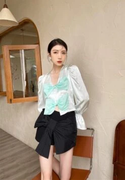 Black Bow Skort | Yuqi - (G)I-DLE -Amped Apparel Yuqi GI DLE Black Bow Skort 22 600x863 1