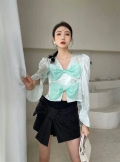 Black Bow Skort | Yuqi - (G)I-DLE -Amped Apparel Yuqi GI DLE Black Bow Skort 24 600x810 1