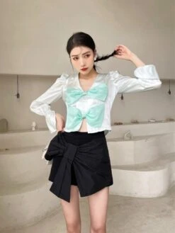 Black Bow Skort | Yuqi - (G)I-DLE -Amped Apparel Yuqi GI DLE Black Bow Skort 25 600x798 1