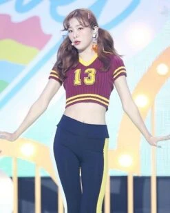 Red Cropped Collared Polo Shirt | Seulgi - Red Velvet -Amped Apparel red velvet seulgi irene crop top11 e1670487565440